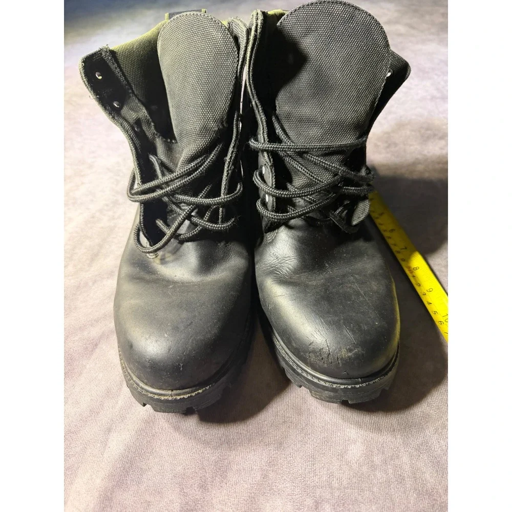 Timberland ReBOTL Black Leather Canvas Utility Boots Mens Lug Sole Reflective